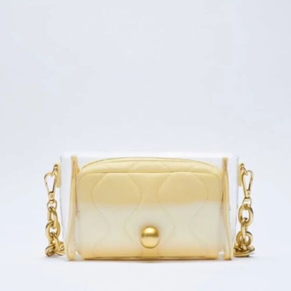 LAST 1!🔥ZARA CHAIN STRAP VINYL SHOULDER BAG - Picture 1 of 8